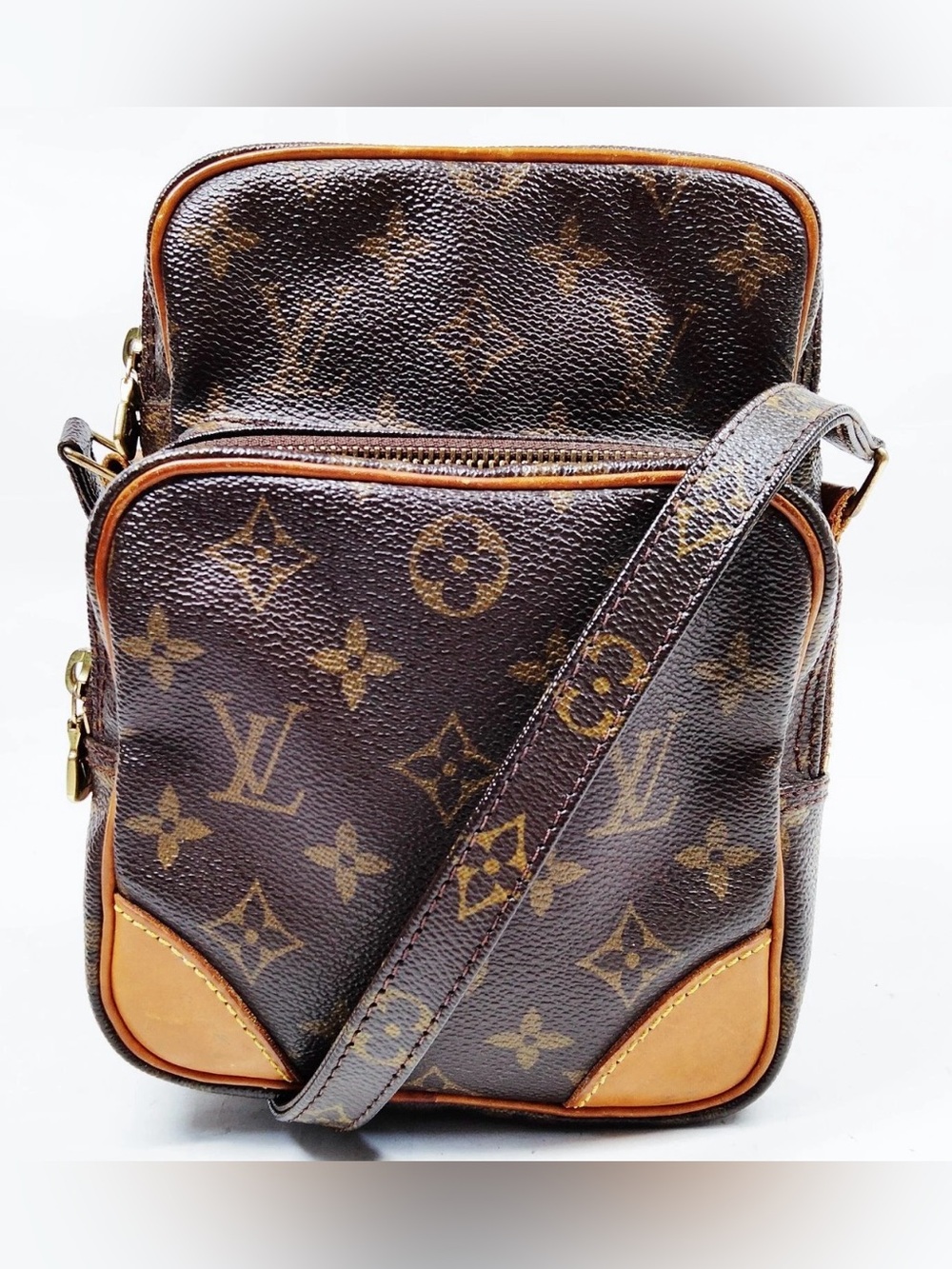 Louis Vuitton Monogram Crossbody in Brown and Tan Leather Trim